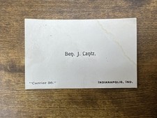 1892 Indianapolis Carrier Calling Card Ben J Cantz Ephemera Carrier 36 picture