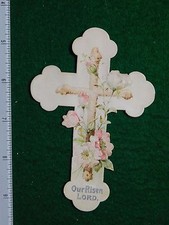 1870s-80s Our Lord Has Risen Die Cut Cross Flowers Victorian Trade Card F29 picture
