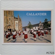 Callander The Alloa Bowmar Pipe Band in Ancaster Square Postcard (P723) picture
