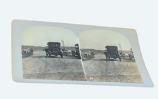 Antique Stereoview Early 1900s Cars On Dirt Road picture