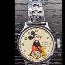 Vintage Ingersoll Mickey Mouse Watch c.1934 Disney Metal Character Bracelet picture