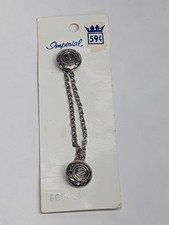 Vintage Imperial Sweater Guard Double Chain Clip Silver Tone NOS USA Buttons picture