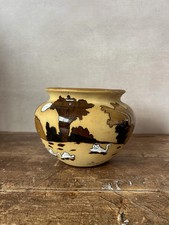 Vintage Earthenware Handpainted and Signed Planter Vase - Swan Plant Pot picture
