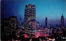 Night Falls Midtown Manhattan New York City NYC NY Postcard UNP VTG Unused picture
