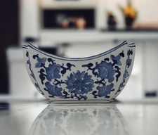 Festcool Blue and White Square Octagon Serving Bowls, Salad Bowls, Fruit Bowl... picture