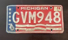 1978 Michigan License Plate Bicentennial # GVM948 See Photos picture