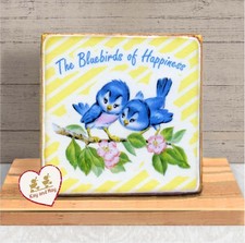Bluebirds of Happiness vintage retro style shelf sitter sign blue birds WB-125 picture