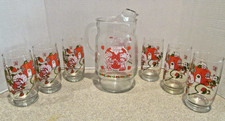 Strawberry Shortcake Rare Pitcher & 6 Glasses Vintage 1980 picture