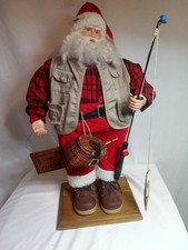 Vintage Fishing Fisherman Santa Claus with Pole & Reel 24