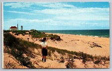 Race Point Light Provincetown Massachusetts Cape Cod Sand Dunes Vintage Postcard picture