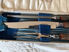 vintage Joseph Rodgers & Sons 3-piece carving set in a black case picture