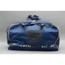 Vintage Northwest Orient Airlines Duffel Bag Blue Retro Aviation Travel Luggage picture