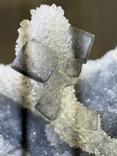 Natural Cubic Fluorite on Quartz Cluster Specimen Raw Mineral Healing Focus picture