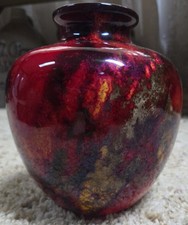 Royal Doulton Rouge FLAMBE Bulbous #1633 Vase - RARE Antique - picture