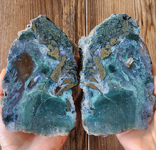 2.82 lbs (1.28 kg) Green Moss Agate Pair, Green Agate Pair, Green Agate Rough picture