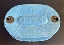 1900s LISK Blue & White Confetti Graniteware Covered Roaster Pan LID ONLY Rustic picture