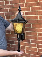 1 LARGE RESTORED Vtg Tudor Arts & Crafts Outdoor Wall Lantern Sconce Witch's Hat picture