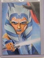 SUPER CLEAN Star Wars Ahsoka Tano PSC Sketch Card By Shane McCormack (w/ Maul) picture