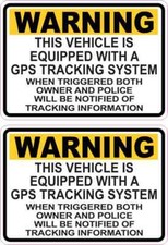 3.5in x 2.5in Yellow Vehicle Equipped with GPS Tracking Vinyl Stickers Decals picture