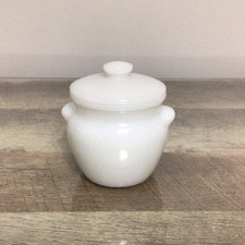 Vintage Duchess New York Cheese Crock Jar 3” Tall White Milk Glass picture