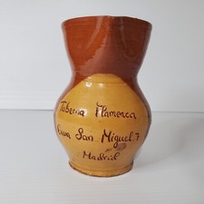 Vintage Terra Cotta Clay Pitcher Madrid Spain Art Serving Handmade Jug picture