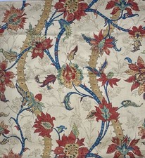Vintage Bloomcraft Floral Cotton Fabric Screen Print Mid Century 54x60 picture