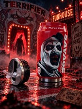 NEW HTF Spirit Halloween Terrifier Art The Clown 12oz Reusable Tumbler “soda” picture
