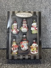 Celebrations by Radko~Set of (6)~Hand Crafted Glass~SNOWMAN Ornaments~NIB picture