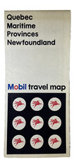 Mobil Oil Travel Map 1969 Quebec Maritime Newfoundland Rand McNally Pegasus Vtg picture