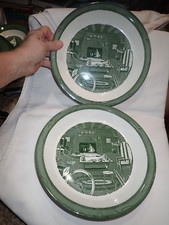 Vintage Colonial Homestead Royal China Serving Bowls Green Set Of 2 9-3/4
