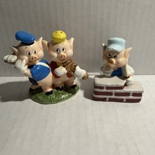 Vintage Disney Classics THREE LITTLE PIGS  Salt  shakers picture