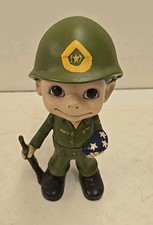 Vintage Vietnam Era Chalkware Private Francis US Army Soldier Statue Folded Flag picture