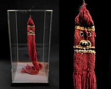 True ANTIQUE Pre-Columbian WARI / HUARI Chancay DOLL Deity BURIAL Textile FRAMED picture