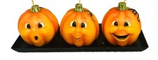 VTG Gurley ? Pumpkin Candle Trio Set HALLOWEEN JACK-O-LANTERN Kitschy Whimsical picture