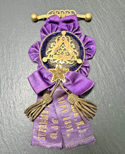 RARE 1891 NEWARK NEW JERSEY SUPREME LODGE KNIGHTS & LADIES OF HONOR RIBBON N199 picture