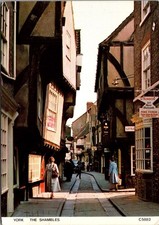 York Shambles Medieval Shopping Street England Historic Stamp Vintage Postcard picture