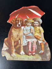 1887 Grand Union Tea Company Coffee Tea Girls Buffords Sons Victorian Trade Card picture