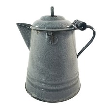 Antique Gray Graniteware Enamelware Chuckwagon Cowboy Coffee Pot 1 Gallon picture