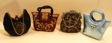 COLLECTIBLE MINI PURSES LOT OF 4 HARD RESIN, VGC, APPROX 2-3 INCHES TALL  picture