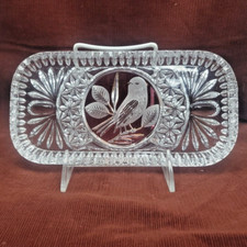 VTG Amaris Hofbauer Byrdes German Cristal Tray Dish Ruby Red Bird Art Deco picture