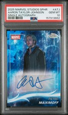2025 Topps Marvel Studios Chrome Sapphire Aaron Taylor-Johnson Auto #ATJ PSA 10 picture