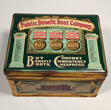 Vintage c. 1930s Public Benefit Boot Company Advertising Tin – Made in England picture