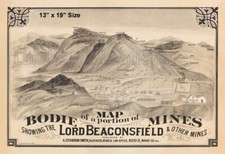 Bodie California Mining Map Litho Circa 1878 Vintage-Style Poster picture