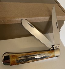 Vintage Case XX USA 5254 Pretty Stag Trapper Knife 10-dot 1970 Unused near mint picture