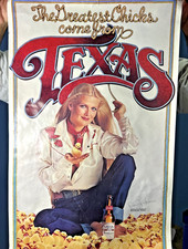 Rare 1970s BUDWEISER Texas Poster Debra Jo Fondren Playmate Texas Chicks 18x31 picture