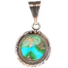 Steve Yellowhorse Navajo sterling silver pendant with nice turquoise picture