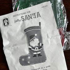 Vintage Wrights Christmas Craft Creations Felt Jolly Santa Sewing Kit K201 picture