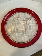Vintage INDIANA GLASS Ruby Red Flash Lattice 5 Part Relish Round 12