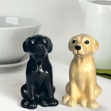 Labrador Salt Pepper Shakers Ceramic Black Golden Lab Cruet Set Lover Gift picture