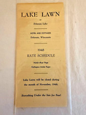 Vintage 1948 Lake Lawn Hotel & Cottages Rate Schedule Brochure Delavan WI picture